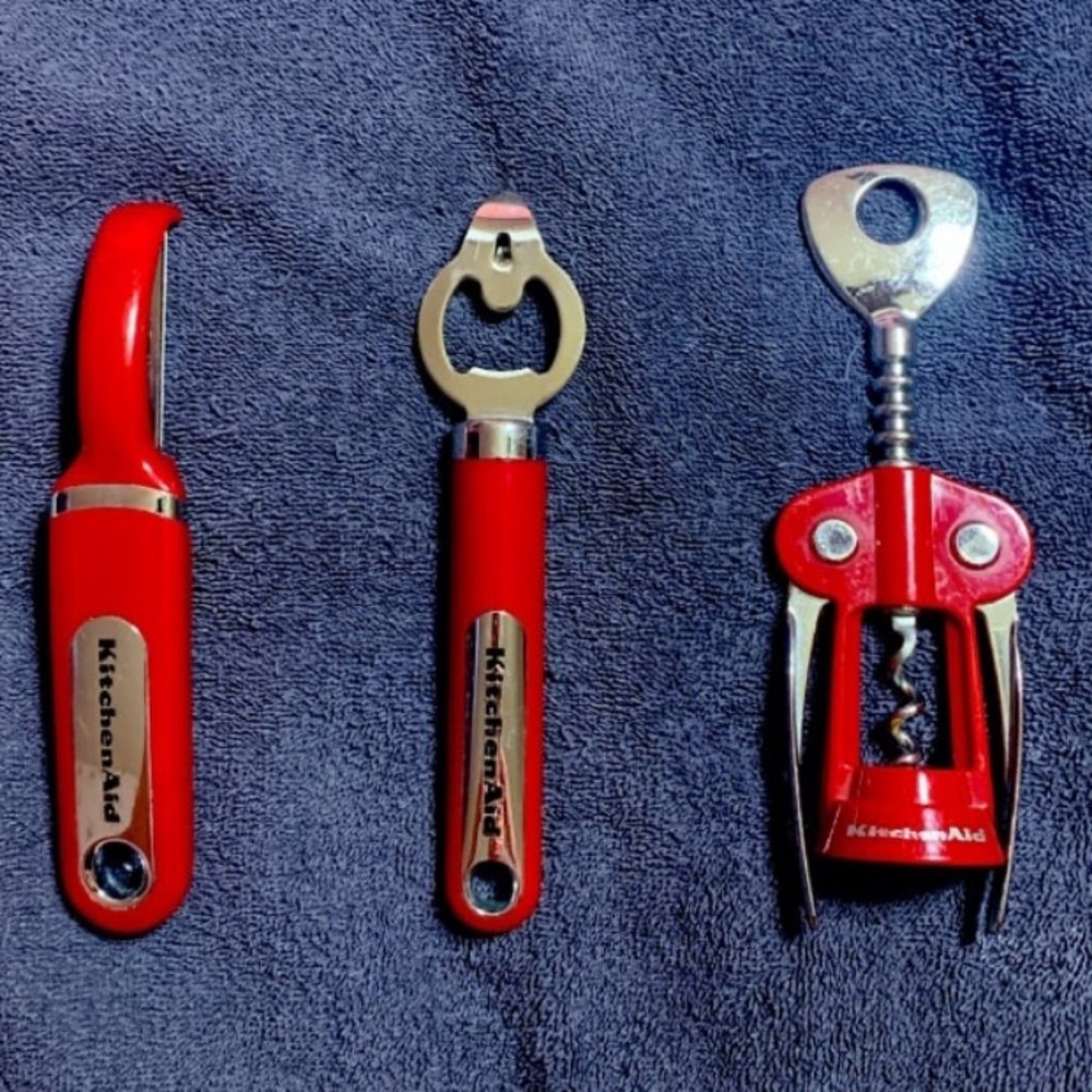 KitchenAid Empire Red Kitchen Trio - peeler, bottle opener, corkscrew